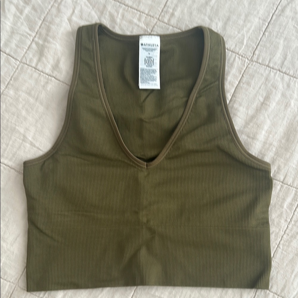 Athleta Olive Green Crop Top